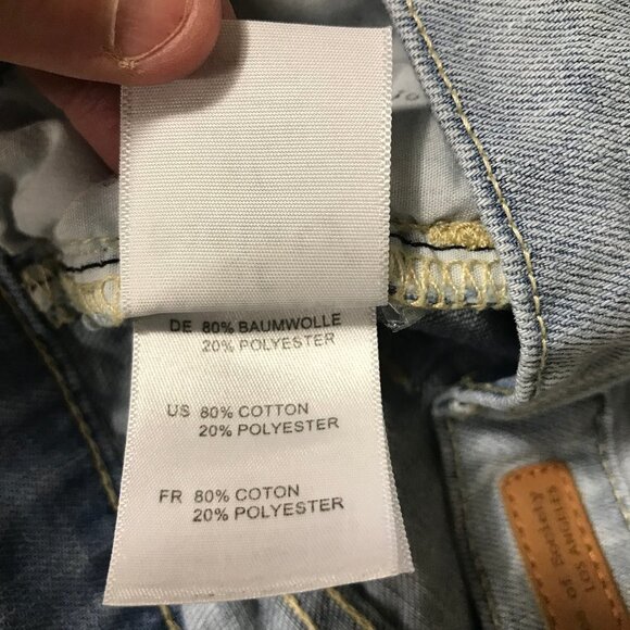 Articles of Society denim shorts distressed light wash mid length wrecked grunge - Picture 8 of 8